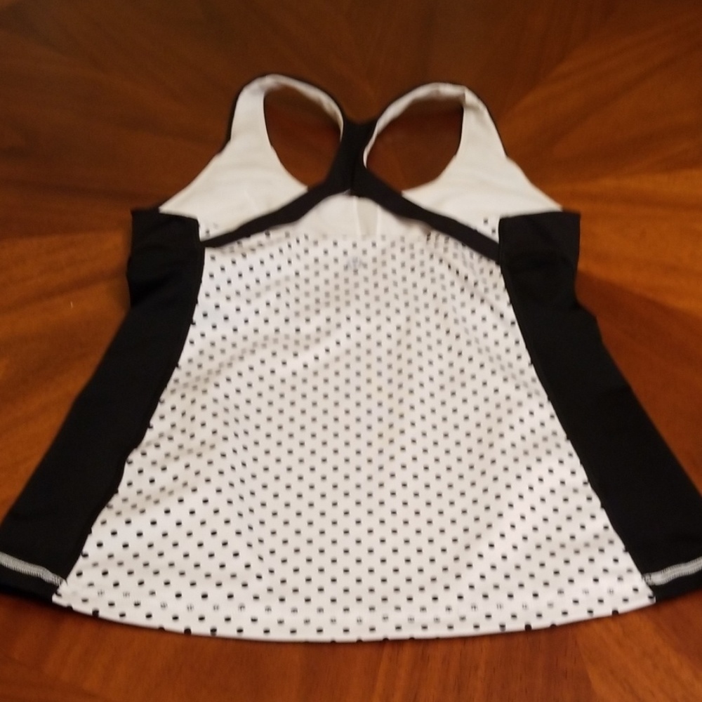 Athleta black polka dot racer back tank top M208 - Picture 4 of 7
